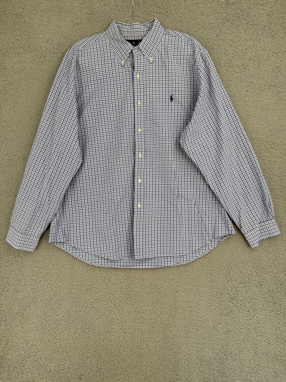 Ralph Lauren Mens XXL/TTG long sleeve button down micro check Navy & White Shirt